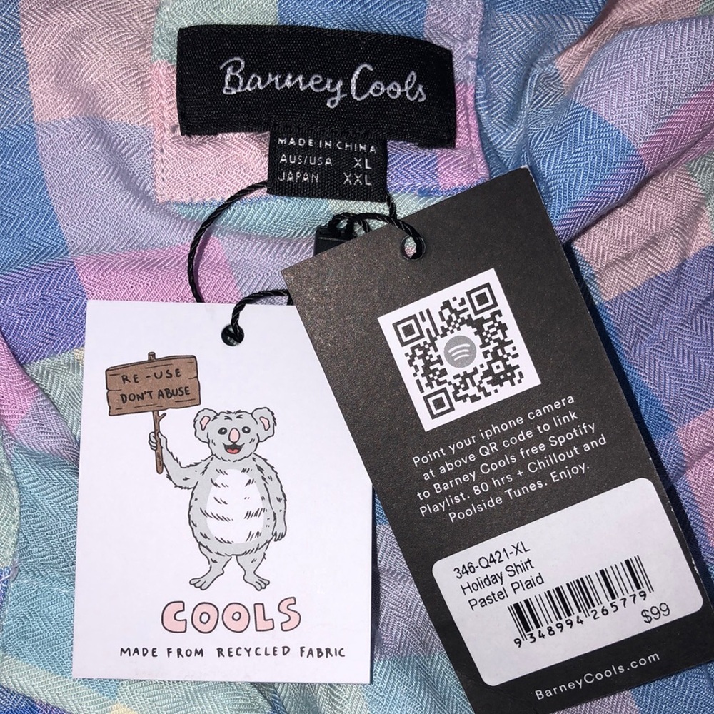 NWT Barney Cools Holiday Pastel Plaid Button Down Shirt - Picture 5 of 7